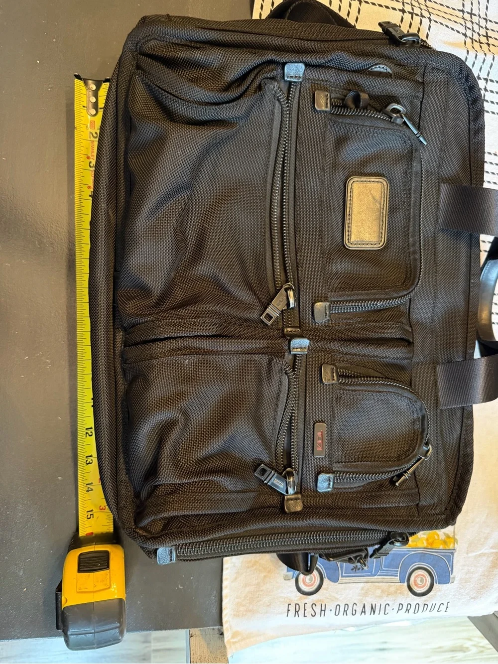 Tumi Black Laptop Briefcase with Multiple Front Pockets